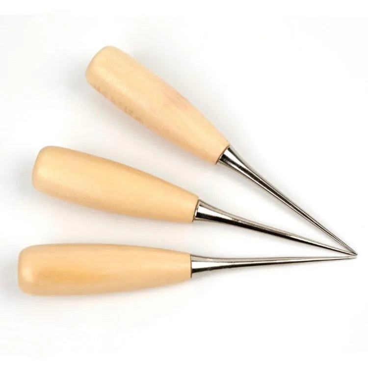Factory Sale Professional Sewing Tools Needle Leather Wood Handle Awl for Stitching