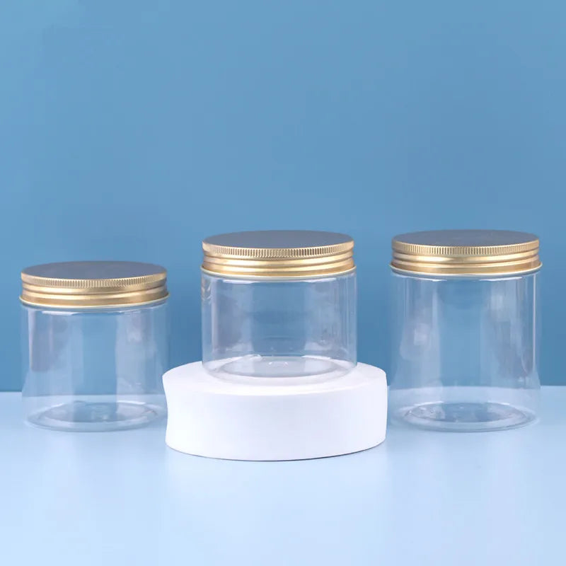 Empty Transparent 4oz 60z 8oz Cosmetic Skin Care Eye Cream Pet Plastic Jar in Bulk with Colorful Aluminum Lid