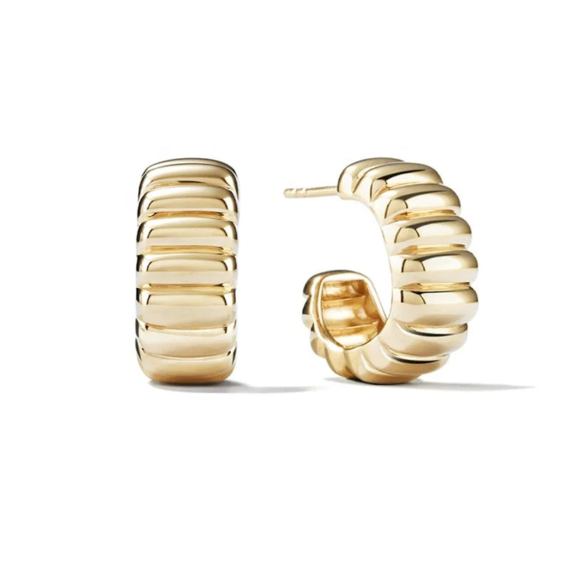 Milskye New Arrival 14K Gold Plated MiHoops Earringsnimalist Women Jewelry Sculptural