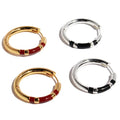 Premium Brass Electroplated Gold and Platinum Black Red Enamel Medium Hoop Earrings Women Jewelry Customized