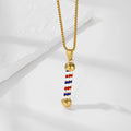 Personalize Salon Barber Pole Pendant 316 Gold Stainless Steel Hairdresser Jewelry Hair Stylist Barber Light Charm Necklace