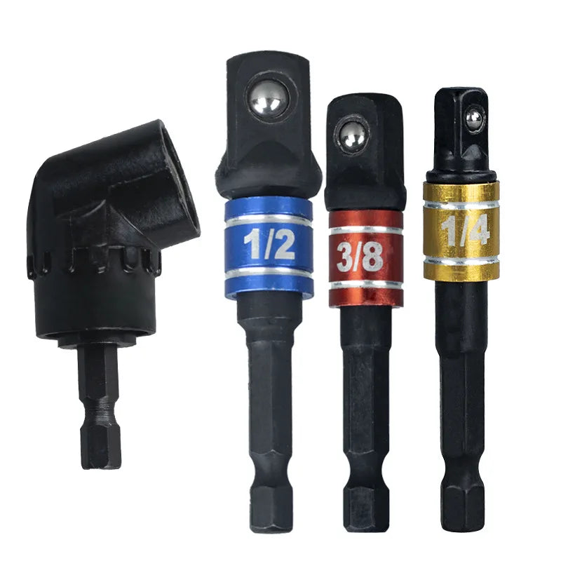105 Degree Turn Electric Drill Accessories-Screwdriver Adapter with Hex Socket Extension Sleeve and Bend Screwdriver Corner