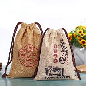 Custom Eco-Friendly Small Hemp Linen Jute Drawstring Bag Promotional Linen Jute Pouch Bag
