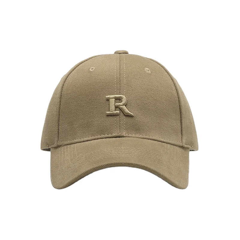 Unisex Baseball Cap R Letter Three-Dimensional Embroidered Breathable Mesh Curved Eave Hard Top-Big Head 100% Polyester