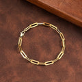 RINNTIN SB109 New Style 18K Gold Plated 925 Sterling Silver Paperclip Link Chain Bracelet Women Jewelry Bracelet