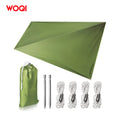 WOQI Outdoor Camping Family Tent Oxford Tarp Waterproof Lightweight Sun Protection Arm Green Tarp Rain Fly