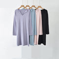 V Neck Home Clothes Wholesale Modal Solid Color Nightdress Custom logo Soft Long Sleeved Pajamas Factory Directly