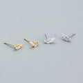 Fashion 925 Sterling Silver Stud Earring Jewelry Leaf Shape Zircon 18K Gold Plated Sterling Silver Stud Earrings for Women