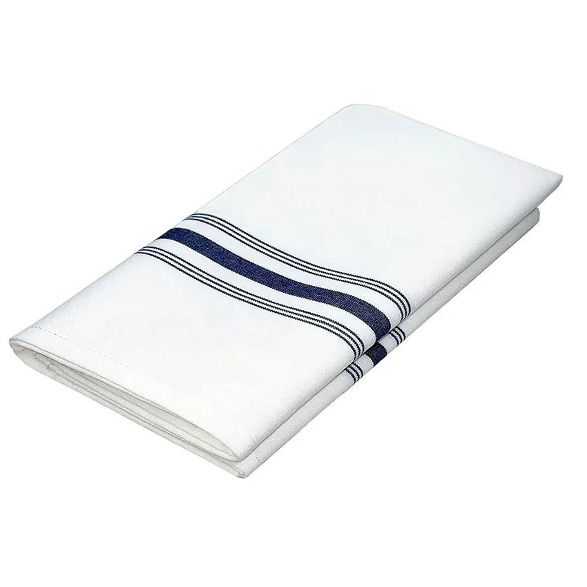 Bistro Restaurant Stripe Cloth Napkin Commercial Quality 18 X 22 Inches MJS Dinner Napkins Cloth Washable Navy Blue Stripe