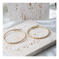 Chris April in Stock Fashion Jewelry 316L Stainless Steel PVD Gold Plated Minimalist Grained Big Circle Hoop Earring