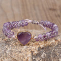 4mm Natural Amethyst Bracelet for Women Valentines Gift Heart Charm Double-layer Handwoven Healing Crystal Energy Bracelet