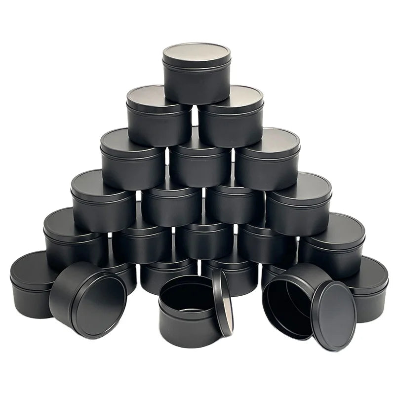 Fine Quality Matte Black Color 4oz 8oz 12oz Candle Tins With Lid