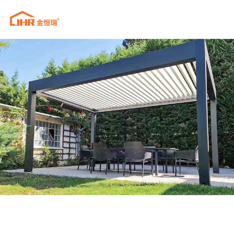 High End Customized Aluminum Pergola Modern Luxury Waterproof Outdoor Motorized Eco-Friendly Powder Coated