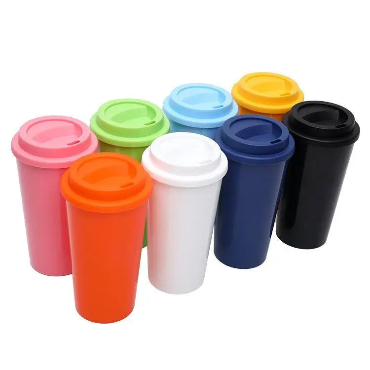 Wholesale Custom 16oz Plastic Double Wall Water Bottle with Lid Tumbler Straight Drinking Coffee Milk Cups Mug Bulk