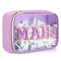 For Cross-border Open PVC Embroidered Letter Waterproof Stowable Large-capacity Cosmetic Travel for Bag Mahjong Storage