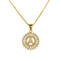 Initial 26 Letters Trendy 18K Gold Plated Cubic Zircon Name Charm Wedding Party Pendant Necklace