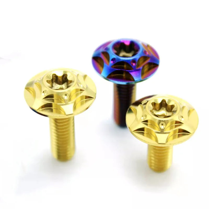 New M6 M8 Disc Head Umbrella Head Torx Gold Black Burnt Blue Colorful Motorcycle GR5 Titanium Alloy Light Weight Bolts