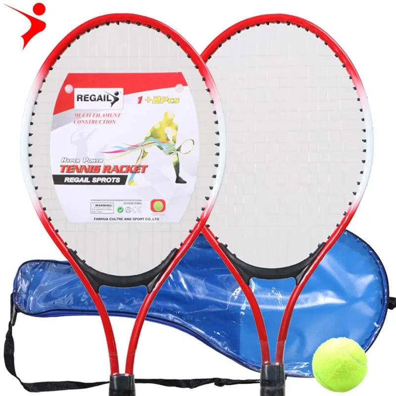 Regail Children Steel 21 Inch Tennis Racket 2 Racket with 1 Tennis Ball Set Factory Wholesale Kid Tennis Racket for Children