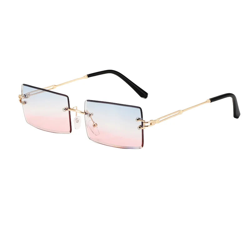 New Europe and the United States Trend Rimless Sunglasses Small Frame Metal Fashion Sunglasses Women Ocean Color Glasses