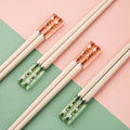 5 Pair Set Korean Colourful Girl Flat White PET Fiberglass Chopsticks Set of 5 for Eating Sushi Noodles