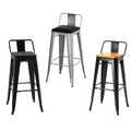 Custom Logo Industrial Style Detachable Backrest Modern Metal/Wooden/Leather Square Chair for Kitchen Bar High Stool