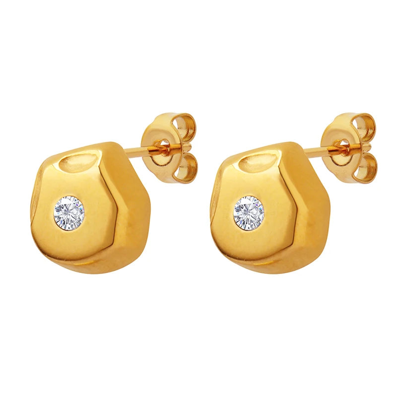 Wholesale Gentle Cute Earrings Irregular Zircon Stainless Steel Earrings