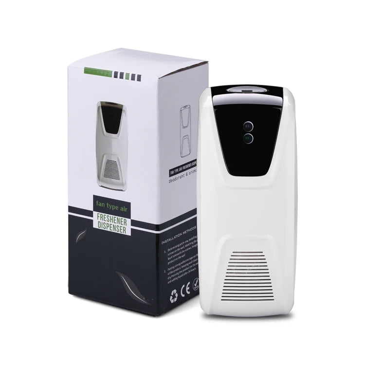Factory Wholesale Hotel Bathroom Fan Perfume Dispenser Wall Mounted 80ml Automatic White Fan air Freshener Dispenser for Toilet