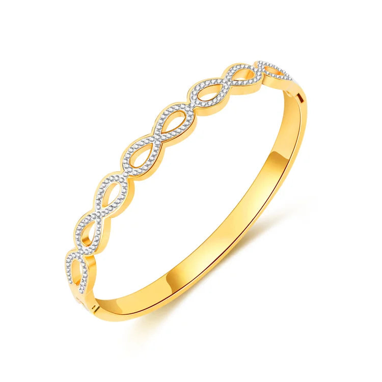 Popular Gold Plated Stainless Steel Diamond 8 Bangle Jewelry for Women