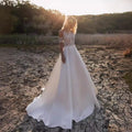 Dream Off Shoulder Lace Halter Boho Bridal Gown Satin Bohemian Wedding Dresses