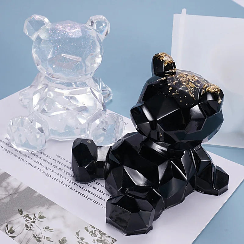 3D Geometry Bear Mobile Phone Stand Silicone Molds for Resin