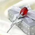 Crystal Glass Rose Flower Figurines Valentines Day Thanksgiving Gift Lovers Souvenir Wedding Decoration Ornaments with Gift Box
