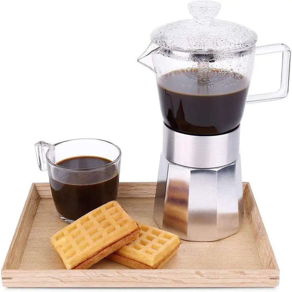 Premium Crystal Glass-Top Stove Top Espresso Mocha Pot Coffee Maker Ideal Gift for Husband Wife
