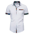 S-XXL Summer New Men's African Print Panel Design Short Sleeve Button Shirt Men's Casual Shirt