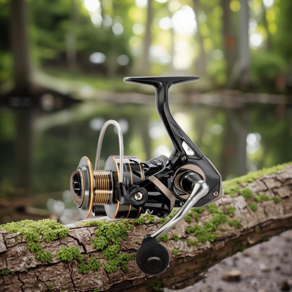 Histar Aluminum Spool KMD1000-6000 6000 Size Screw Handle 7+1 Ball Bearings CNC Metal Leg 5.2:1 Ratio Spinning Lake Fishing Reel