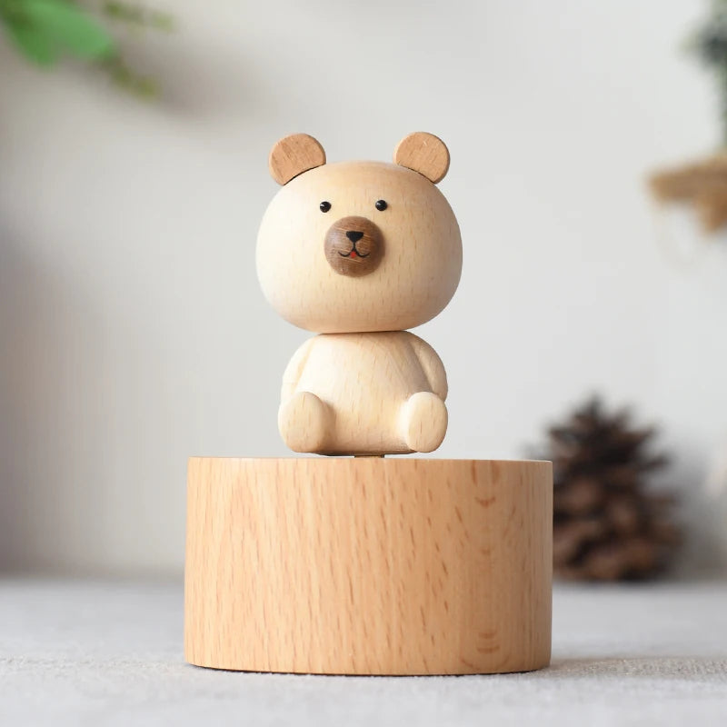 Factory Wholesale Customized Sky City Beautiful Bear Wooden Music Box