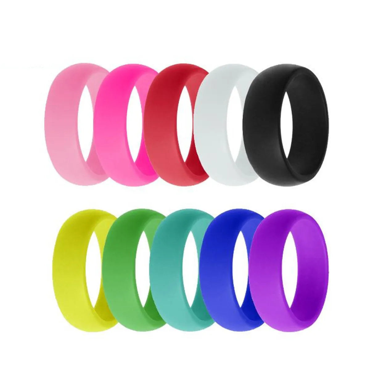 10PCS Outdoor Flexible Silicone Wedding Ring Men Women Sport Rubber Set Band Gift Jewelry