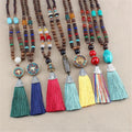 Boho Style Short Sweater Chain Women's Turquoise Multilayer Rice Bead Bohemian Stone Necklace