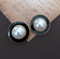 Autumn Winter Elegant Enamel Stud Earrings for Women Retro Dripping Oil Imitation Pearl Irregular Metal Drop Jewelry