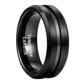 POYA 6mm 8mm Grooved Beveled Edges Black Brushed Tungsten Carbide Ring for Men Women Fashion Engagement Wedding Band