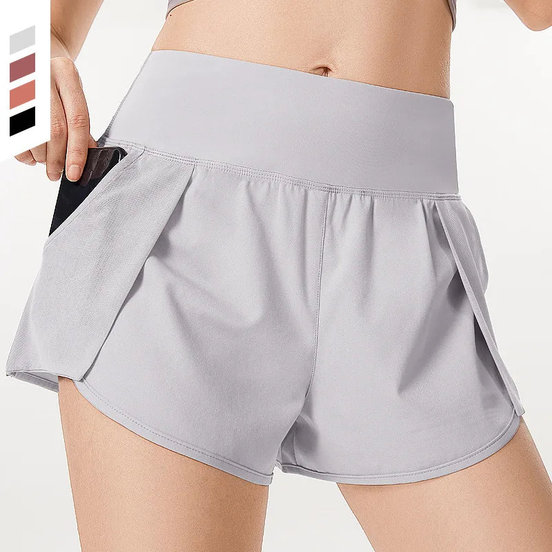 Women's Safe Yoga Fitness Shorts Breathable Summer Hot Pants with Elastic Waist Closure Solid Pattern Mid Waist