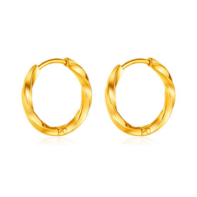 High-End Female Classic Gold Plated Huggie Earrings Round Stainless Steel Wedding Party Engagement Jewelry for Gifts