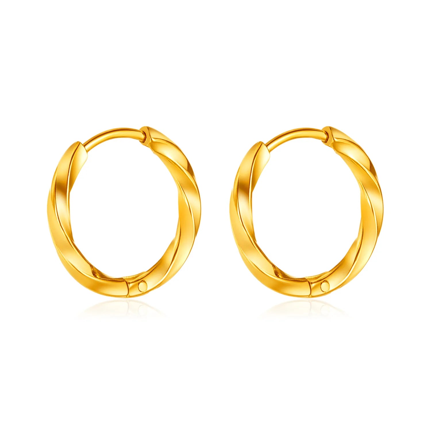High-End Female Classic Gold Plated Huggie Earrings Round Stainless Steel Wedding Party Engagement Jewelry for Gifts