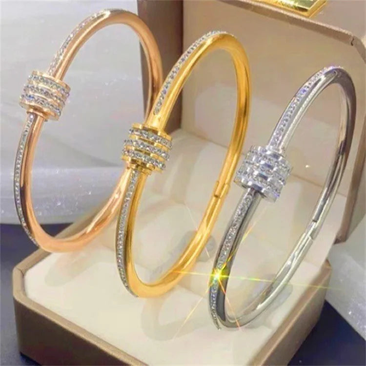 Wholesale New Stainless Steel Fashion Jewelry Luxury Full Diamond Zircon Small Waist Women Bracelet