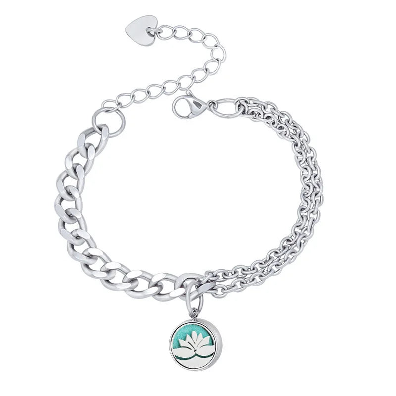 Fashion Classic 316L Stainless Steel 12mm Silver Color Hollow Aromatherapy Perfume Essential Oil Diffuser Charm Chain Gift