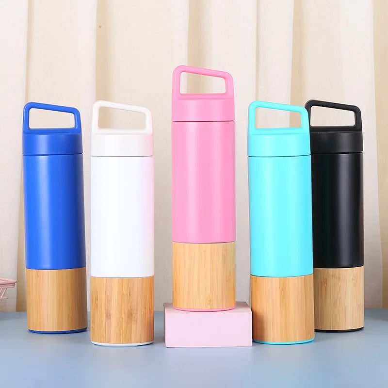 Portable 600ml Vacuum Flasks Thermoses Stainless Steel Double Wall Insulated Water Bottle with Tea Infuser