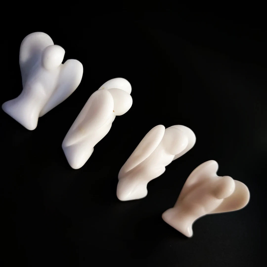 Huiying Hand Carved Stone 1.5 Inch Angel Statue Natural White Jade Religious Carving for Decoration Crafts