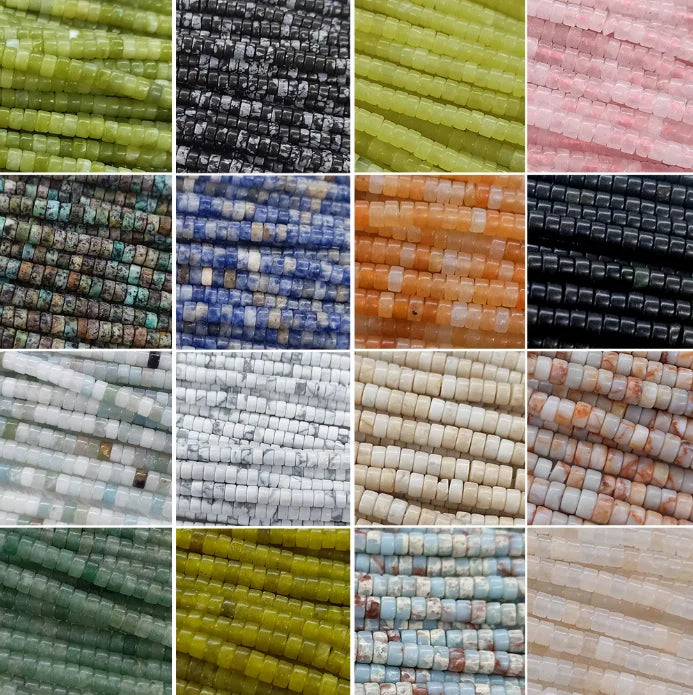 Mini Heishi Coin Bead Natural Crystal Quartz Gemstone Loose Beads Flat Round Disc Healing Chakra Loose Beads for Jewelry DIY
