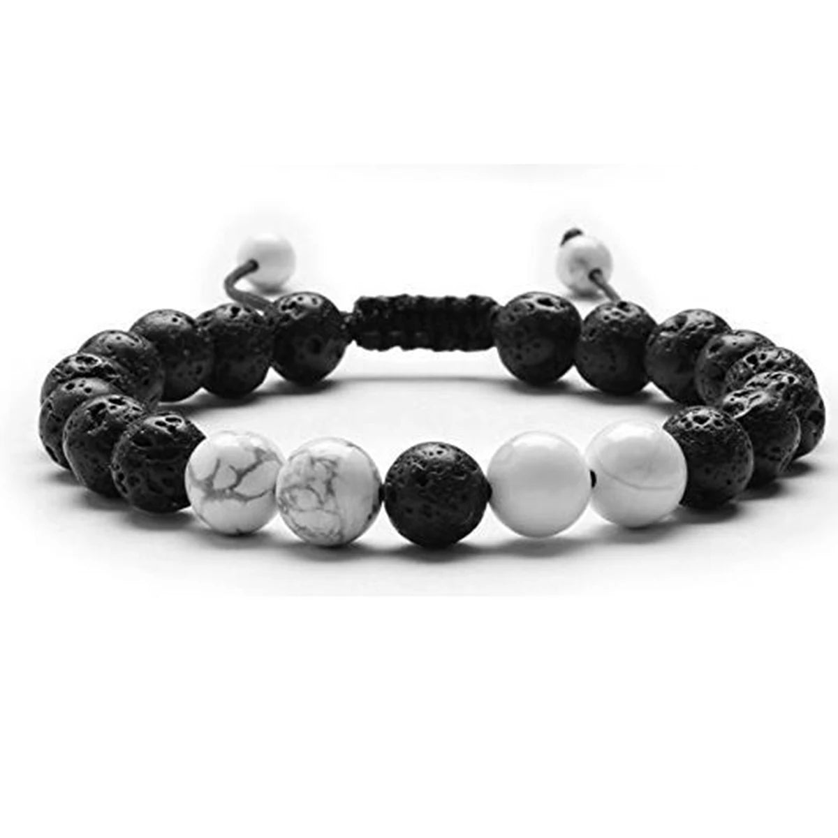 8mm Lava Rock Stone Beaded Bracelets for Men Adjustable Anxiety Relief Aromatherapy Essential Oil Diffuser Bangle Jewelry Gift