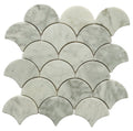 8mm Carrara White Marble Stone Mosaic Wall Tile Fan Shaped Fish Scale Mix Irregular Polished Modern Home Decoration Floor