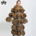 Factory Outlet Genuine Fur Overcoat Luxury Women Winter Clothes Long Ladies Real Raccoon Fur Coat